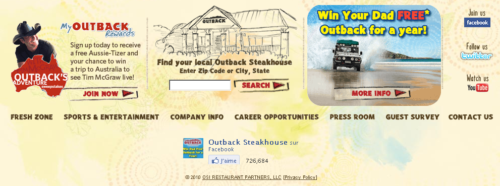 Outback Steakhouse et ses liens sociaux