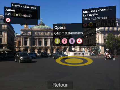 MétroParisIphone sur iPhone : application de géolocalisation et réalité augmentée