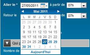 Ergonomie Web du calendrier : Voyage SNCF