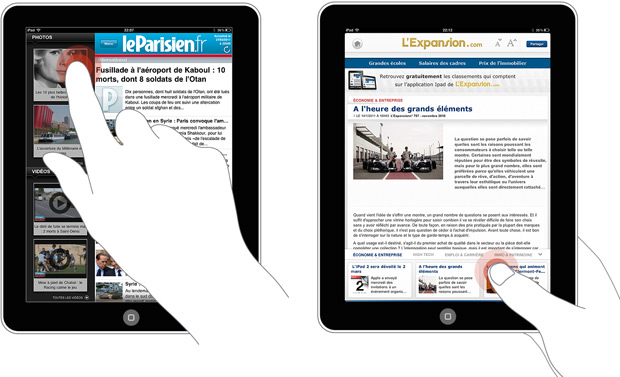 Ergonomie tablette : Les zones tactils sur iPad