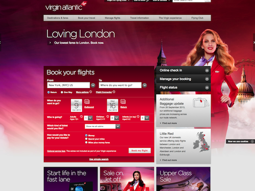 Nouveau site Virgin Atlantic