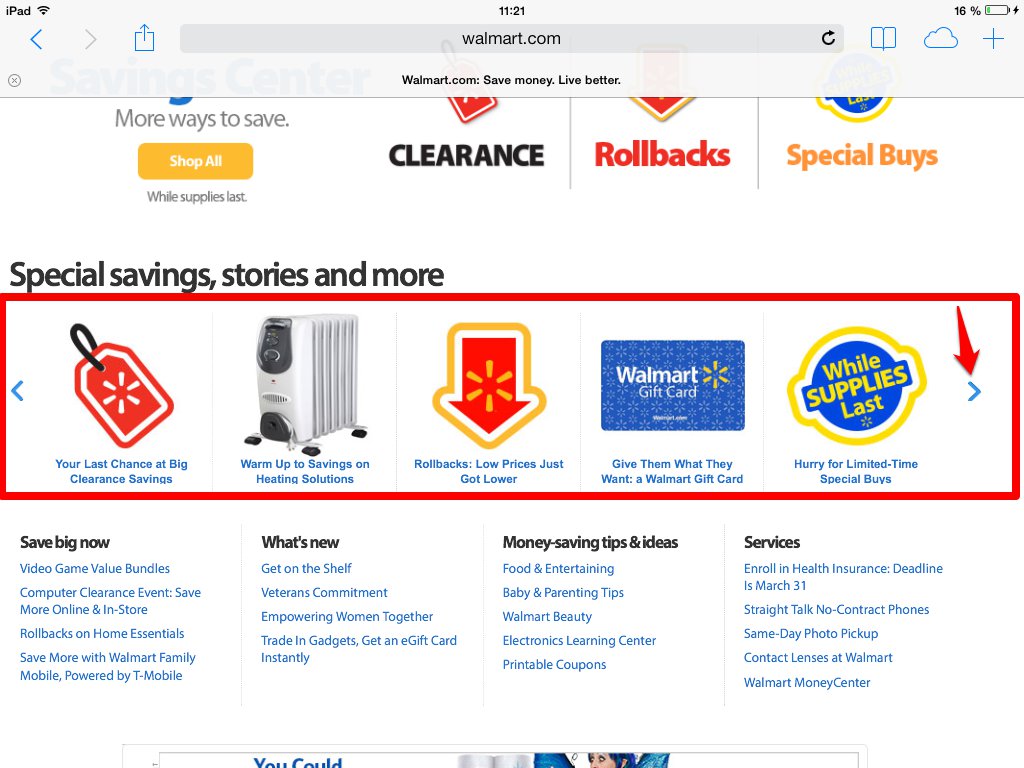 e-commerce en responsive web design - Walmart carroussel