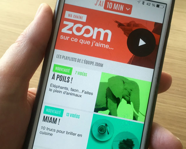 Interface mobile France TV Zoom