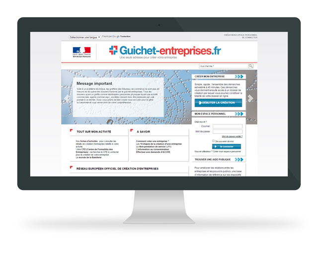 UX design du site Web Guichet-entreprise.fr