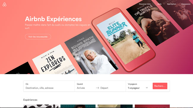 Tendances UX Design 2017 : La notion d'expérience fortement mise en avant sur le site web d'Airbnb