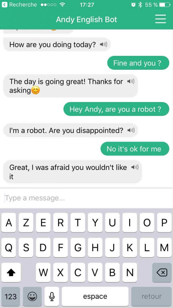UX mobile : Andy, une application sous forme de chatbot pour apprendre l’anglais