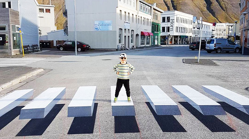 affordance islande des passages piétons illusion 3D