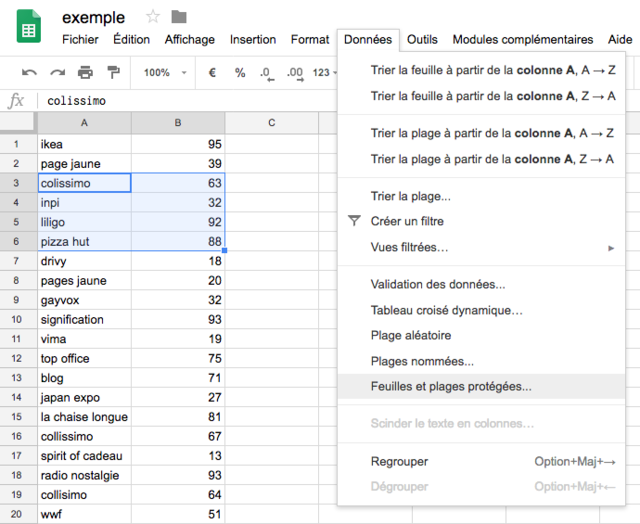 Google Sheet - data tables