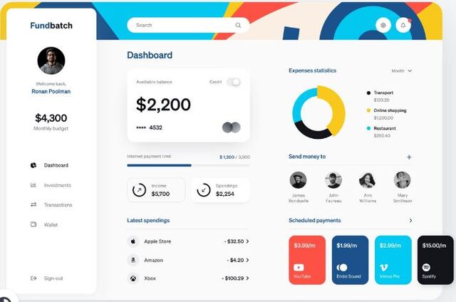 Dashboard couleurs - Dribbble - data tables
