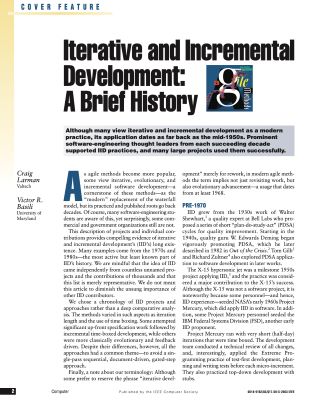« Iterative and Incremental Development: A Brief History », Craig Larman et Victor Basili